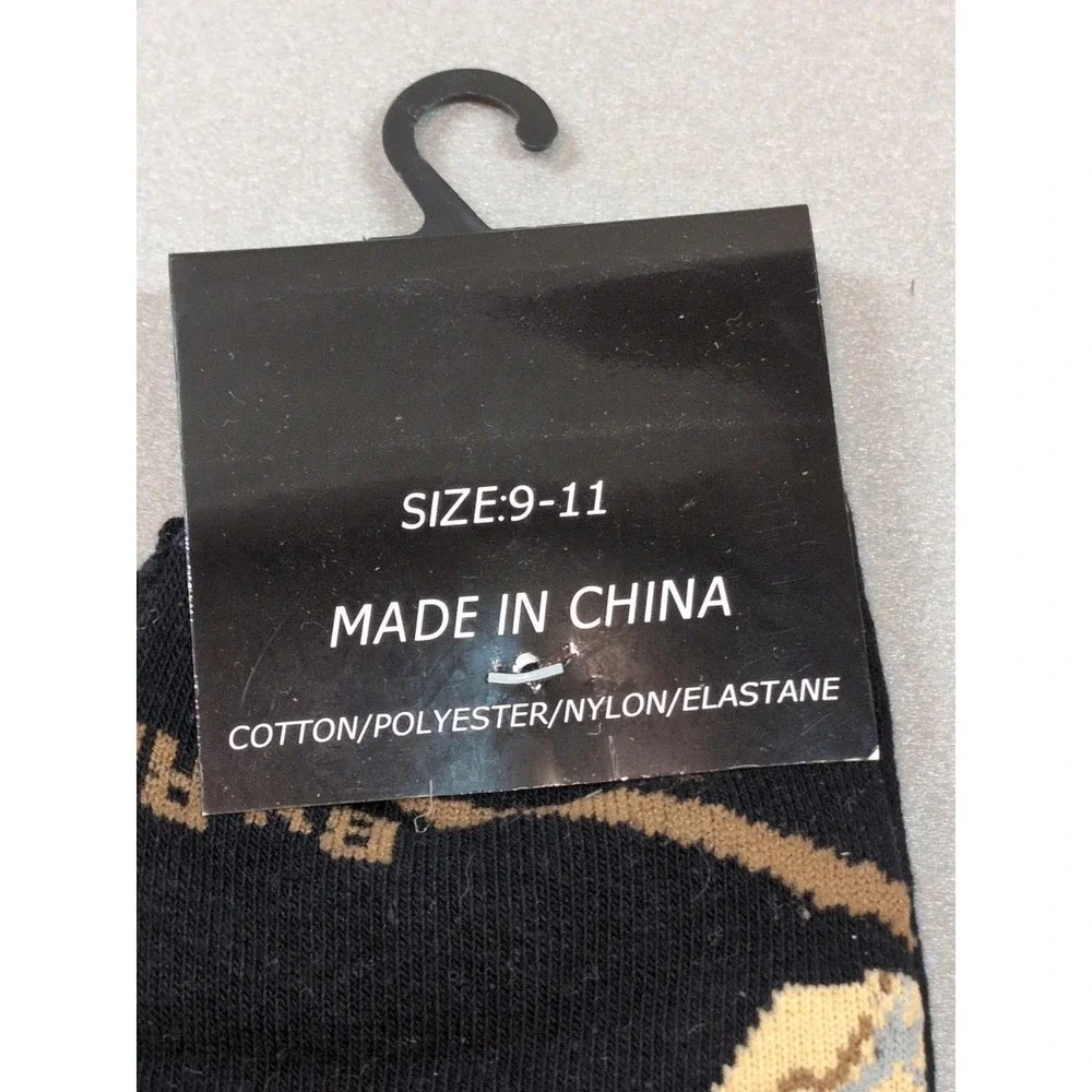 Monique's Sweet Dreams Golden Retriever Dog Socks Black Crew Size 9-11 NWT